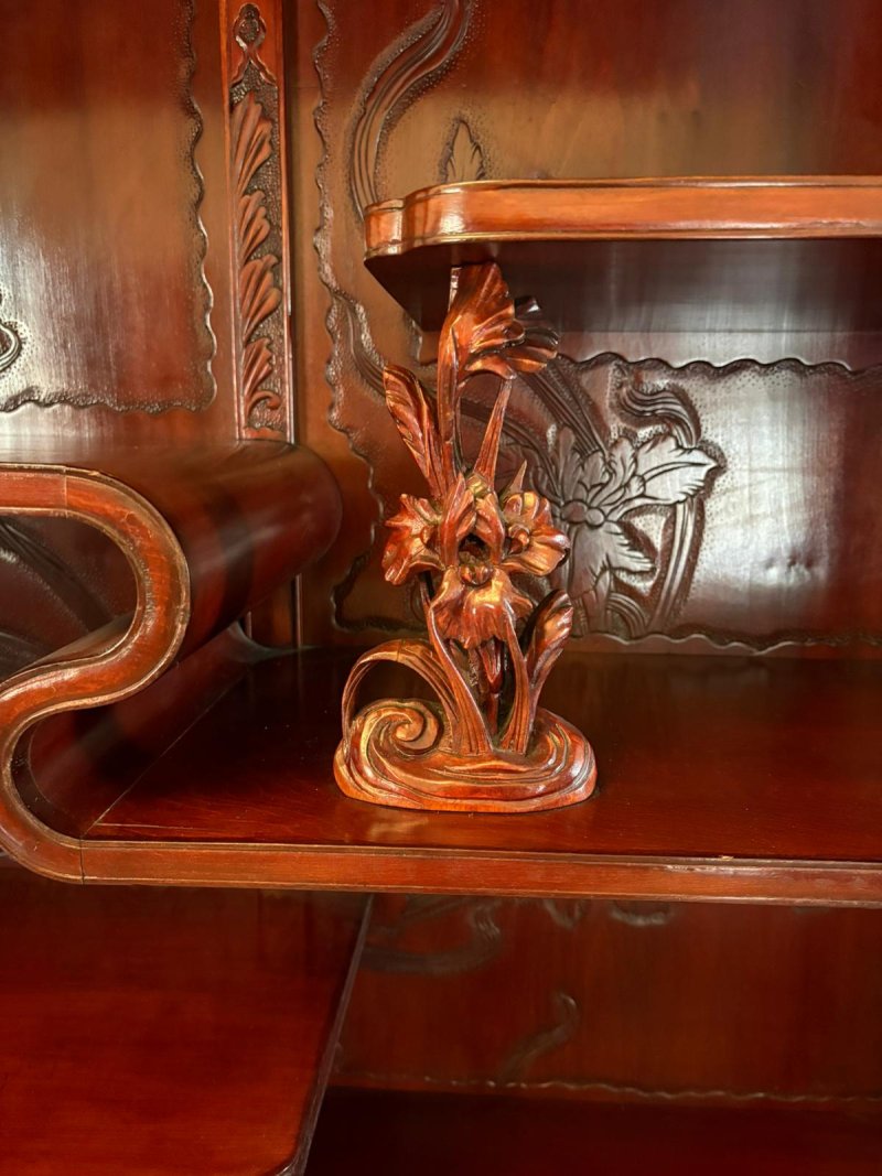 Fabulous Antique Japanese Red Lacquer Hardwood Display Cabinet - Image 11